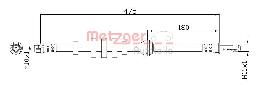Flessibile del freno - 4110447 METZGER